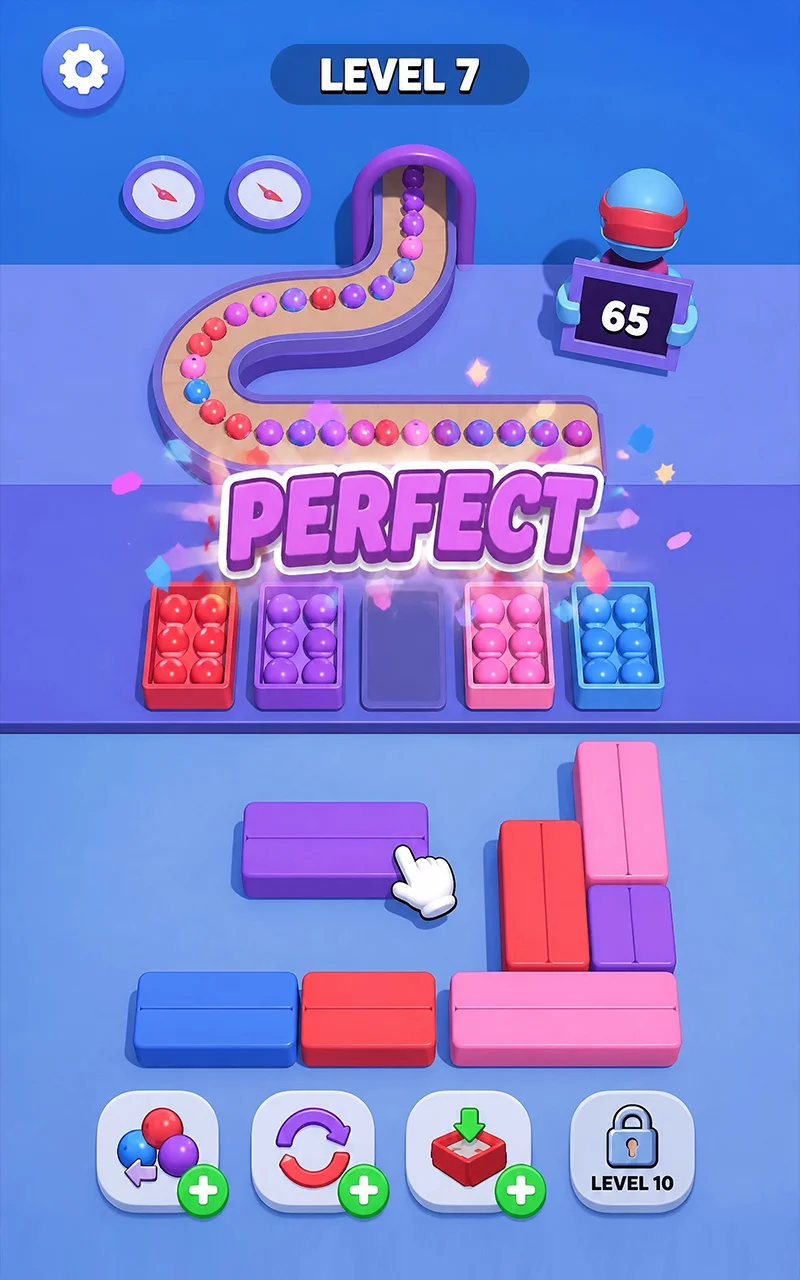 Gameplay screenshot 2 - colored blocks grid